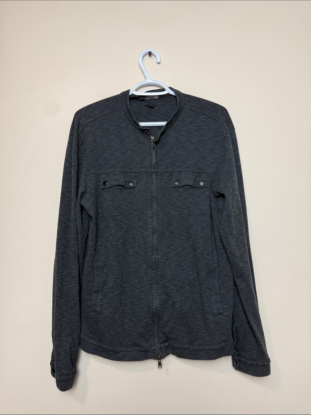 John Varvatos Dark Charcoal Zip-Front Shirt Jacket size L